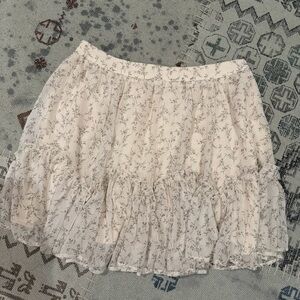 Lulu's Cream Floral A-Line Skirt